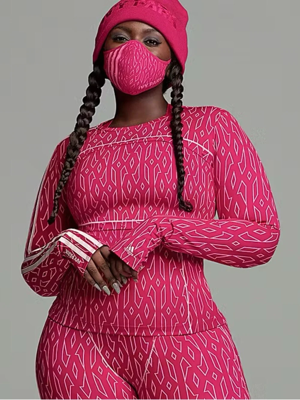Adidas x Ivy Park Pink & Brown Monogram Mask